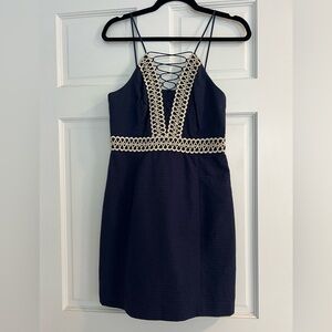 Lilly Pulitzer Navy Dress with Cream Accents